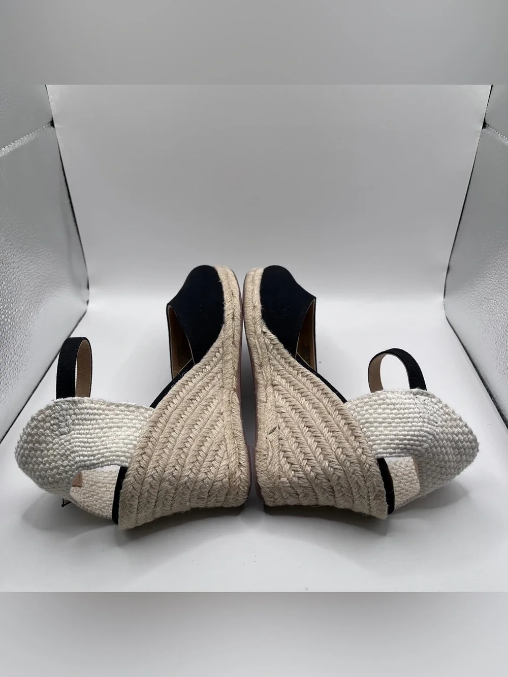 J.Crew Ankle-strap espadrille wedges black size 8